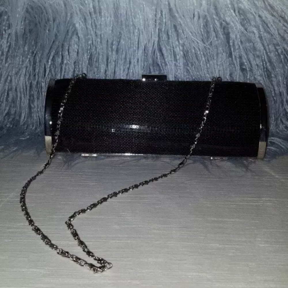 STYLE AND CO black sequin evening clutch purse